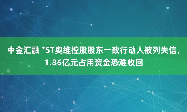 中金汇融 *ST奥维控股股东一致行动人被列失信，1.86亿元占用资金恐难收回